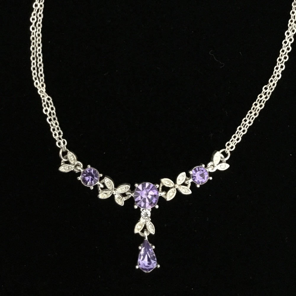 Napier Purple/Clear Rhinestone Necklace